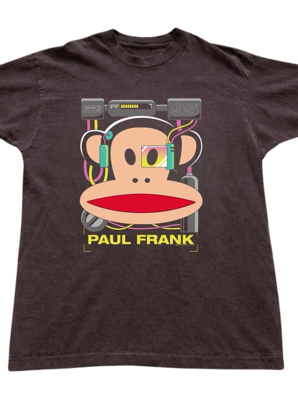 Gildan Brown Paul Frank Graphic Tee with Multicolor Print